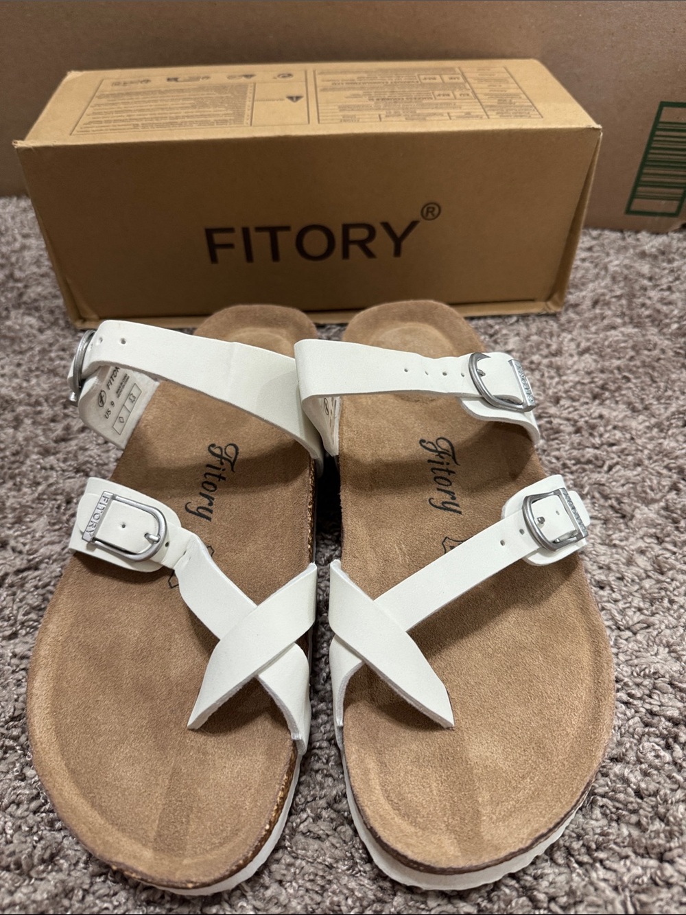 White Double Buckle Crisscross Slide Sandals